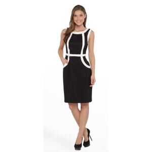 NWT Connected Apparel Black And White Dress Sleeveless Pockets 10